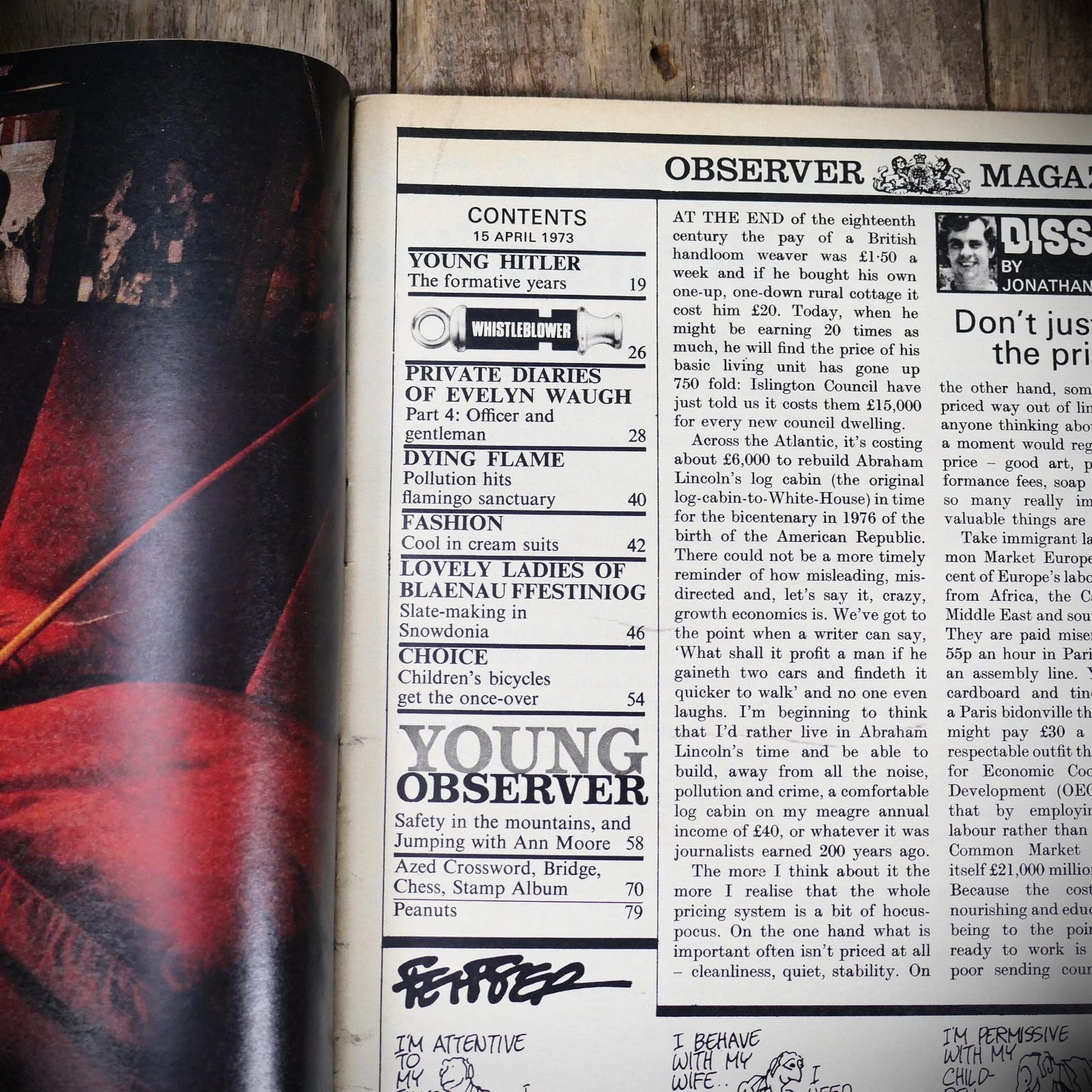 Vintage Observer Magazine 15th April 1973, Adolf Hitler, Evelyn Waugh