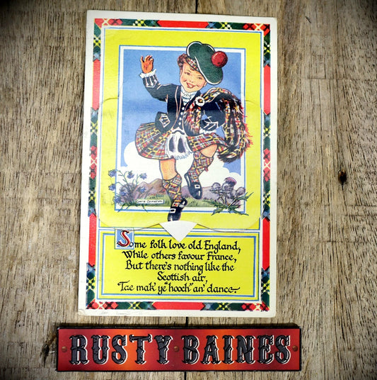 Postcard, Comic, Novelty Pull-Out, Patriotic Scottish Dance, Printed