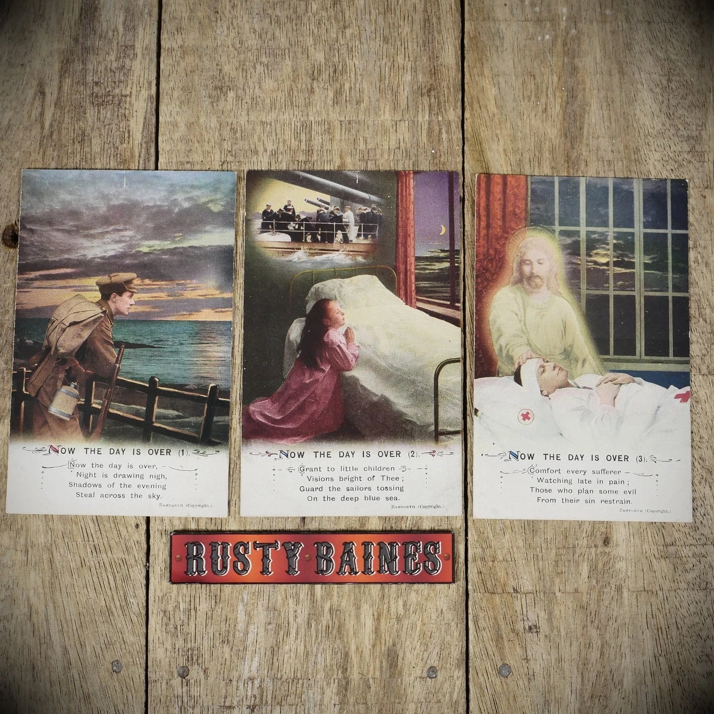 Postcard, Bamforth Song Card Set Now the Day is Over, Printed