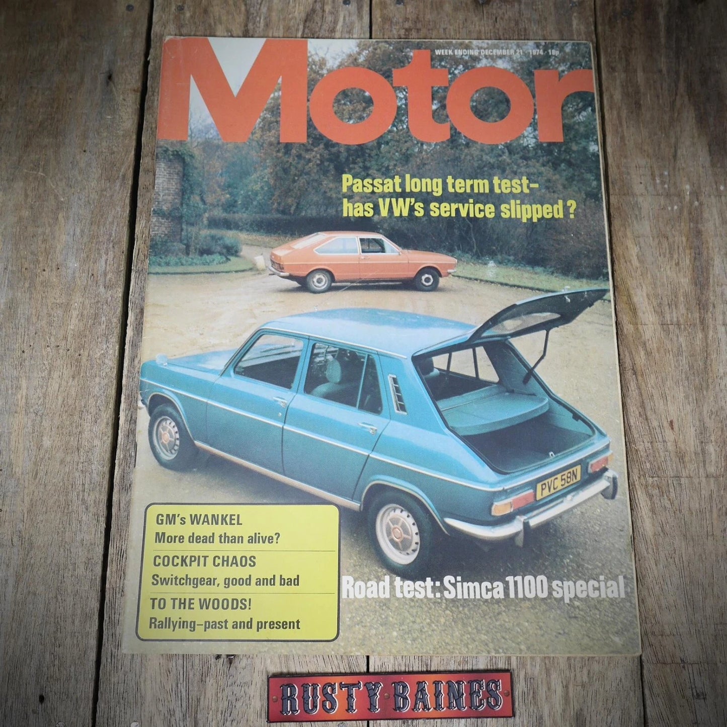 Back Issue Magazine Motor December 21 1974 Simca 1100 VW Passat, Wankel Corvette
