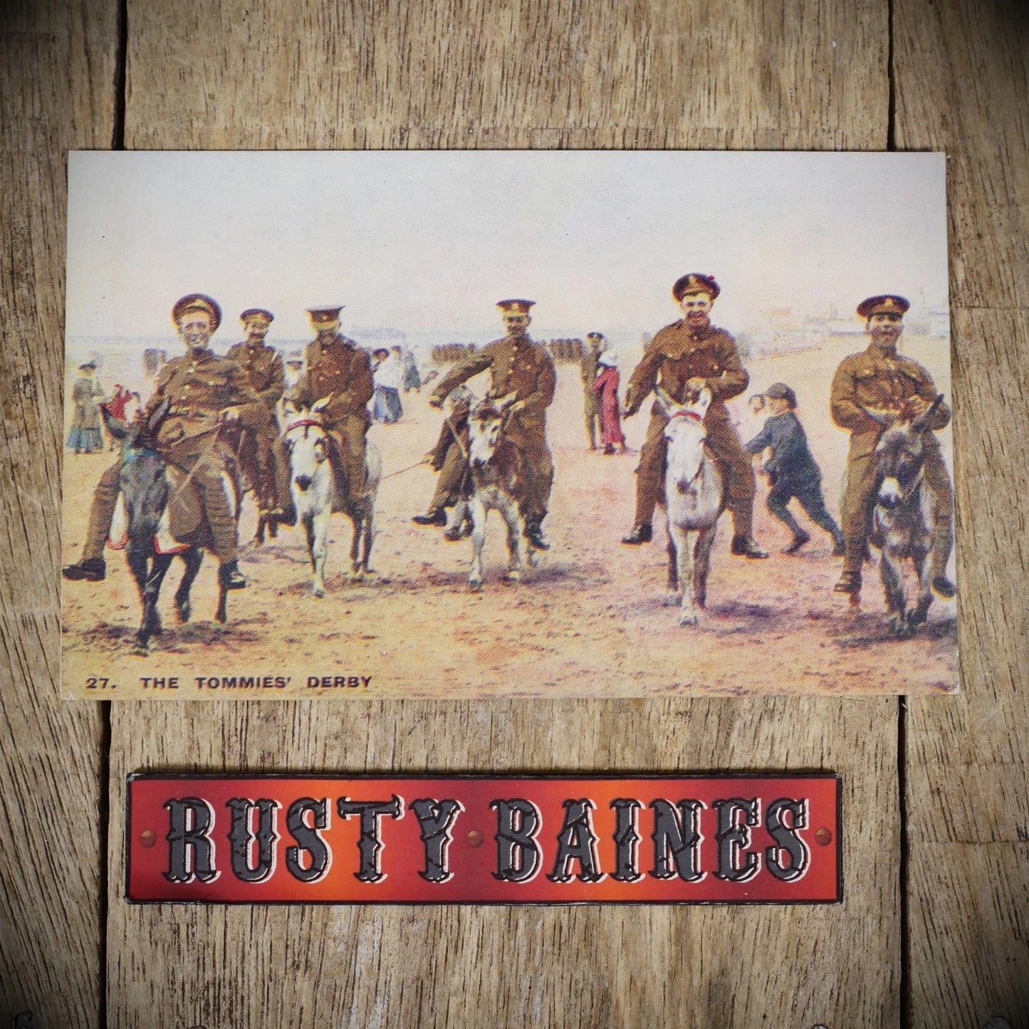 Postcard, The Tommies Derby, British Soldier Donkey Rides WW1, Printed
