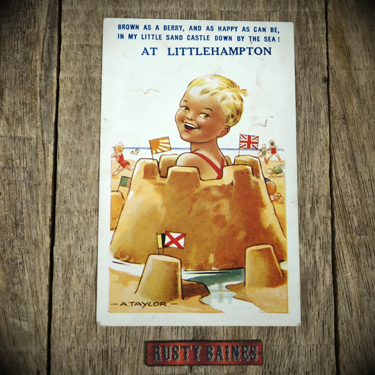 Postcard, Comic, Bamforth, Littlehampton, Beach Sand-Castles, Flags