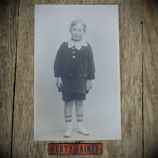 Postcard, Portrait of Edwardian Boy, Clothing, Fashion, Real Photo