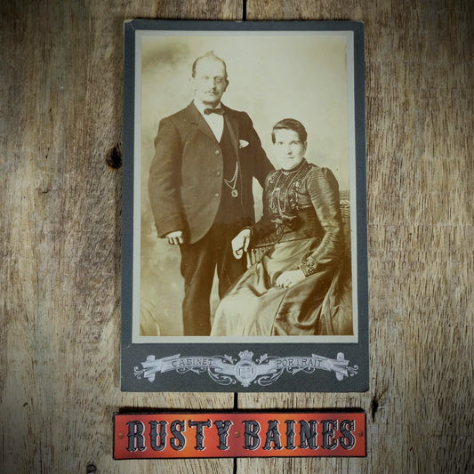 Cabinet Card Victorian Photo, Portrait of Mature Husband & Wife, Rann, Normanton