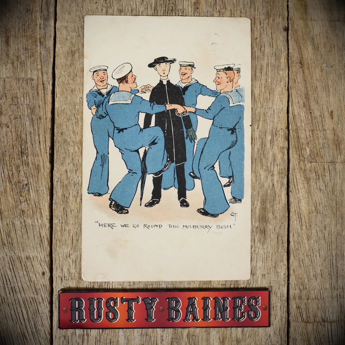Postcard, Comic, Dancing Royal Navy Sailors, Mulberry Bush