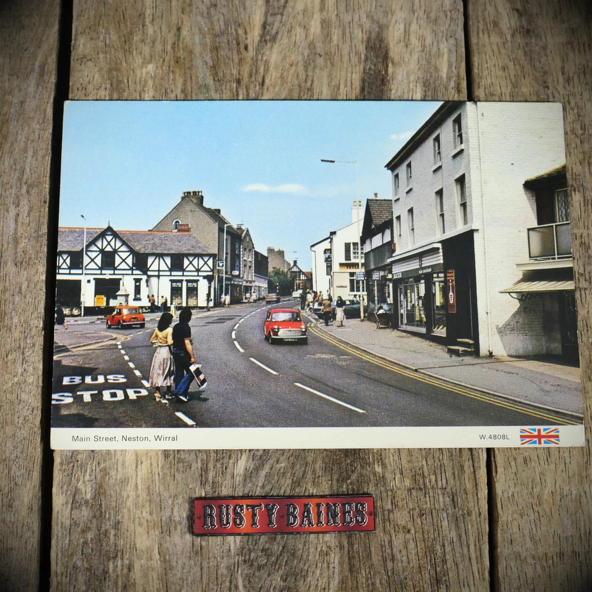 Postcard, Main Street Neston, Wiral, Austin Mini, Modern Size