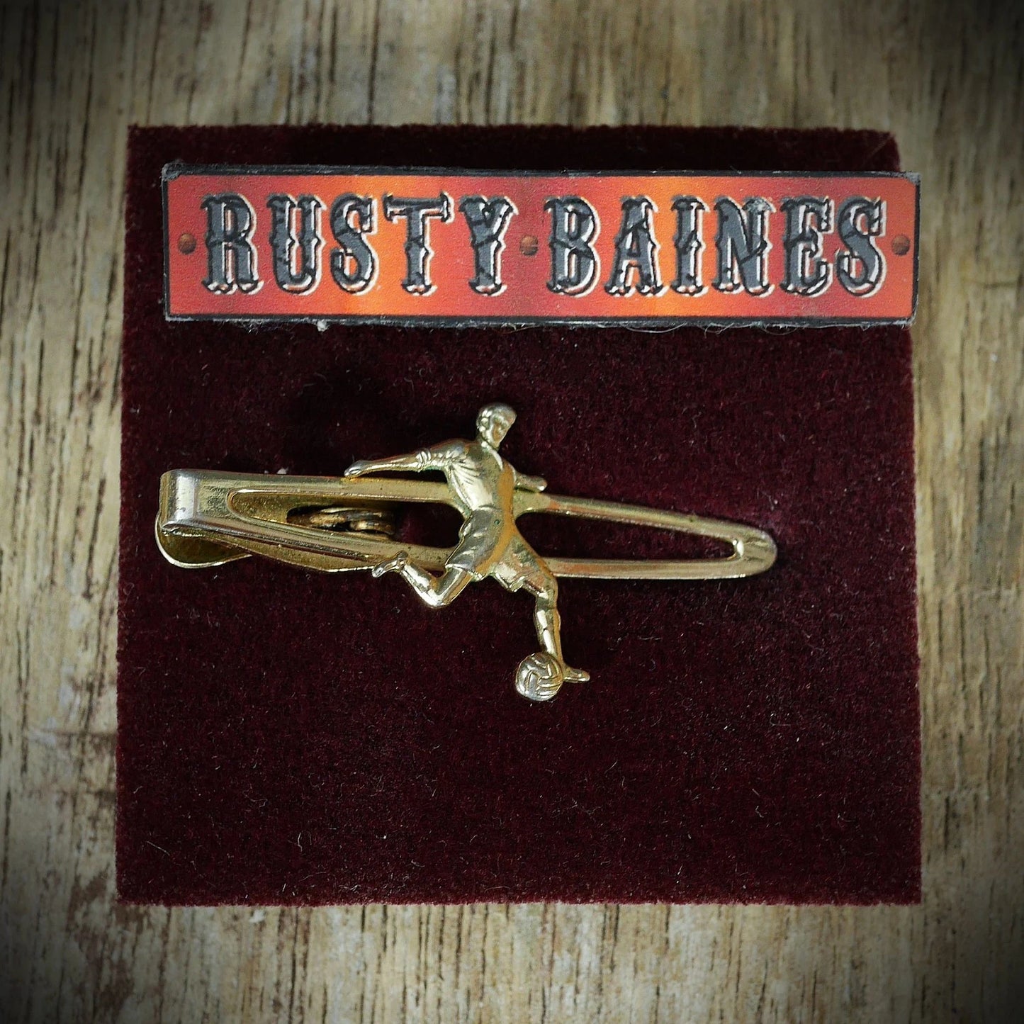 Vintage Gold-Tone Plated Finish Tie-Pin/Slide, Football Player, Nippy-Clip