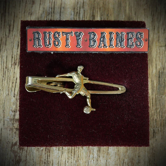 Vintage Gold-Tone Plated Finish Tie-Pin/Slide, Football Player, Nippy-Clip