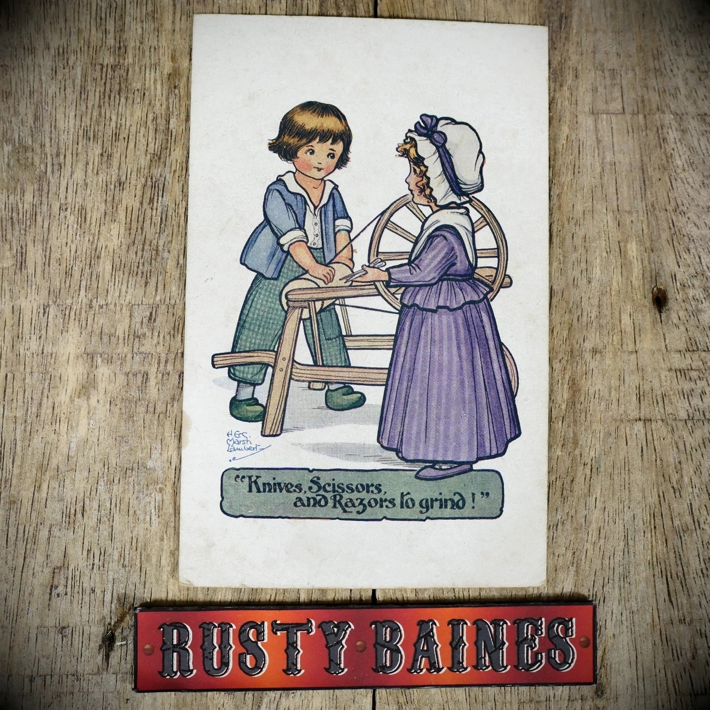 Postcard, Knife Scissor Razor Mobile Grinders, Marsh Lambert
