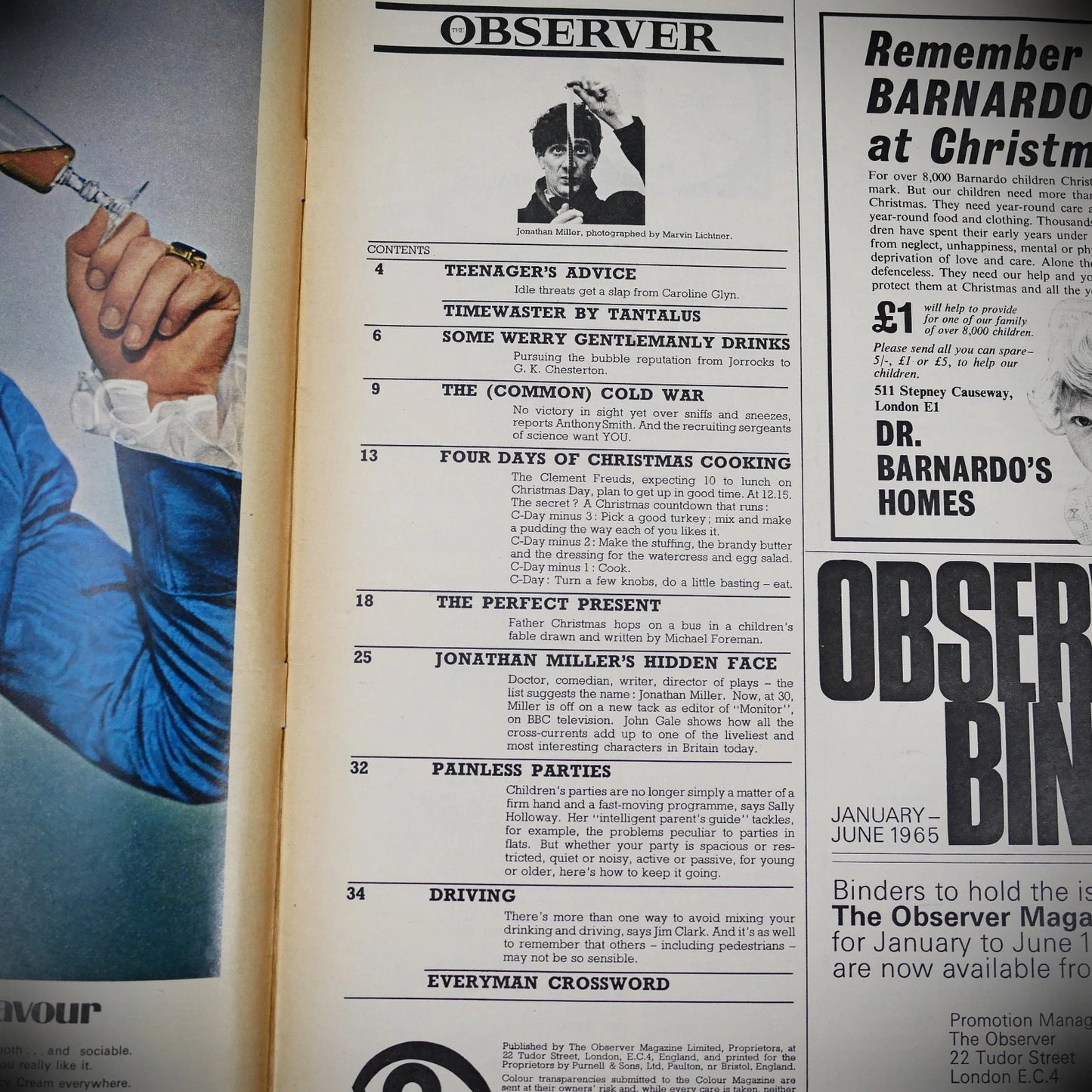 Vintage Observer Magazine 20th December 1964, Jonathan Miller, Food