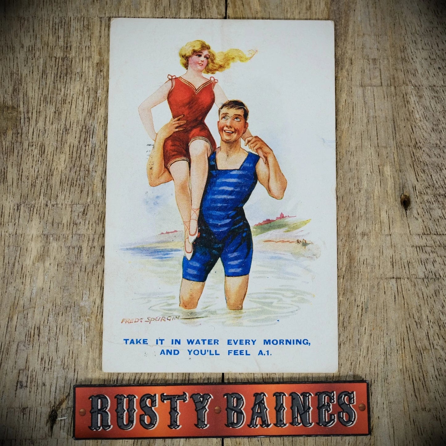 Postcard, Comic, Fred Spurgin, Bathing Beauty Glamour Girl & Gent