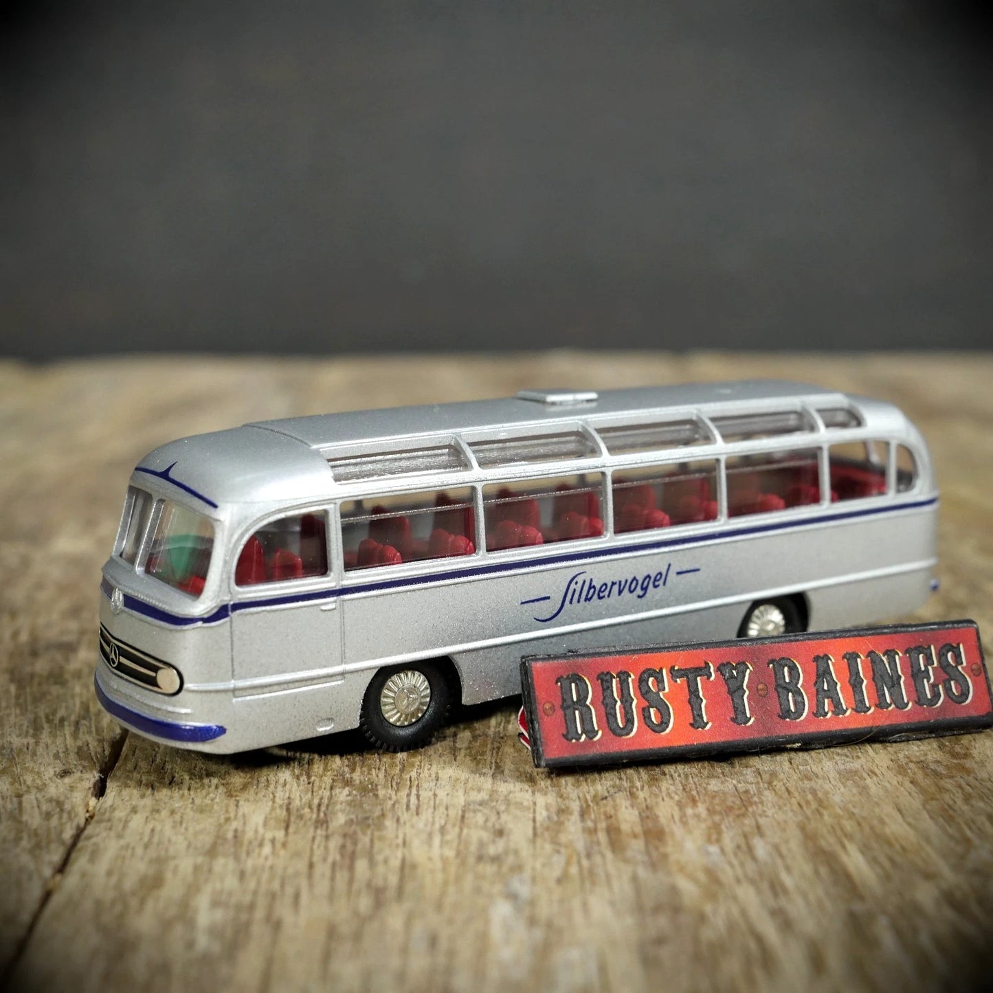 Brekina Mercedes-Benz 0321 Coach Bus, West German, Silver, Plastic, Filbervogel