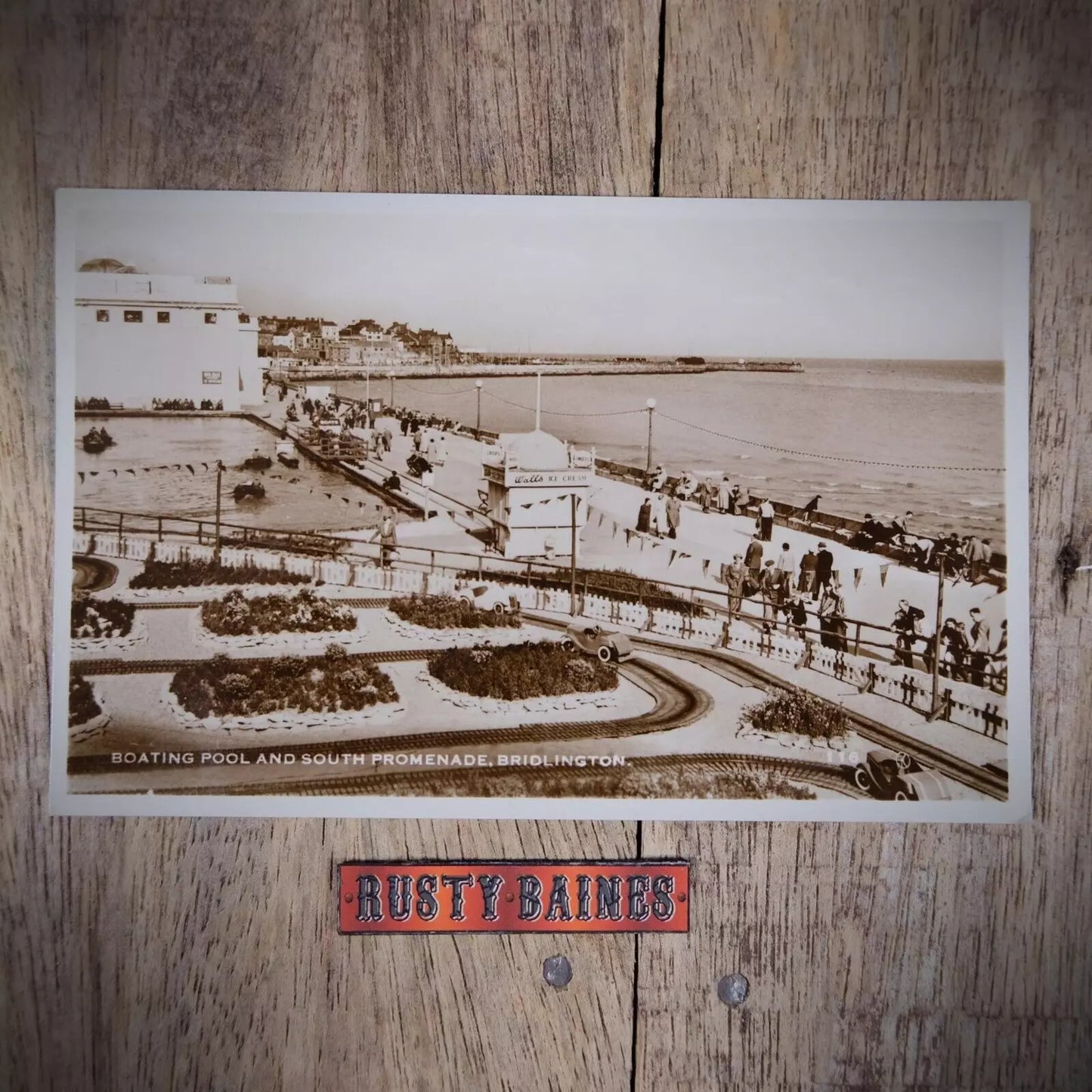 Vintage Postcard, Boating Pool and South Promenade, Bridlington, Real Photo 1957