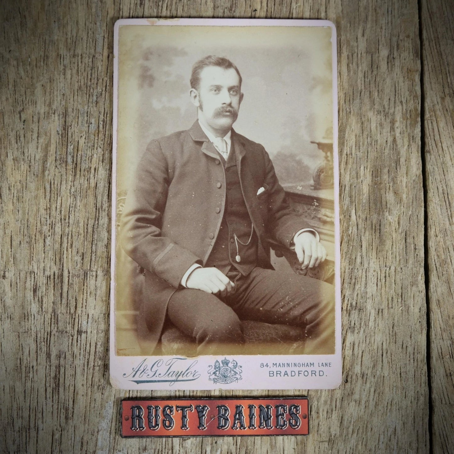 Carte de Visite (CDV) Portrait of Suited Man with Fob Watch, A&G Taylor, Bradford