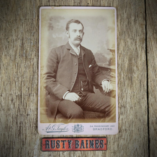 Carte de Visite (CDV) Portrait of Suited Man with Fob Watch, A&G Taylor, Bradford