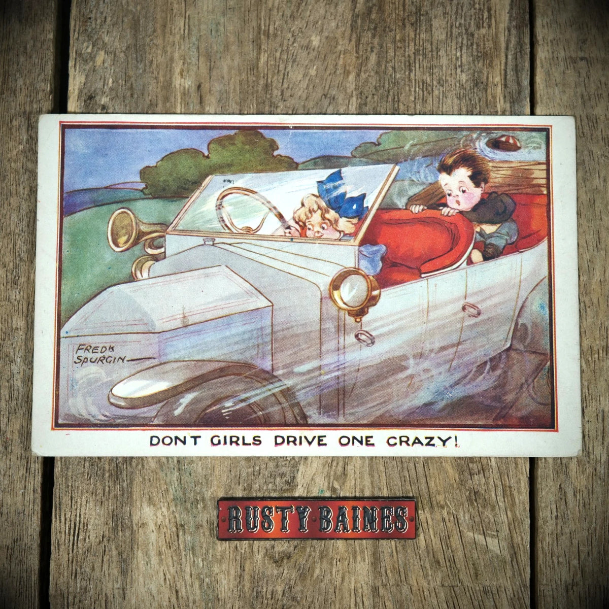 Postcard, Comic, Fred Spurgin, Speeding Woman Driver, Early Motoring