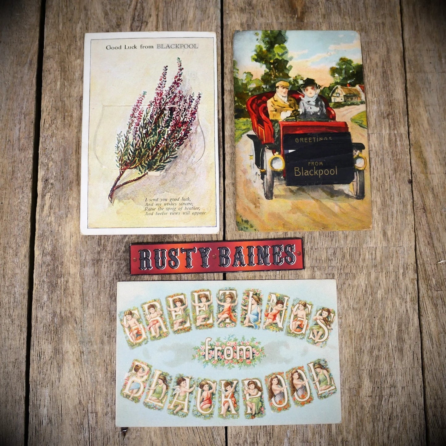 Postcard Bundle, Blackpool Pull-Out (1 missing) Greetings Cherubs