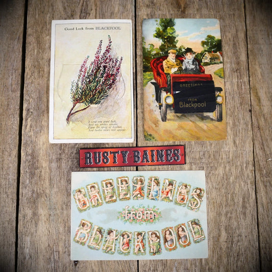 Postcard Bundle, Blackpool Pull-Out (1 missing) Greetings Cherubs