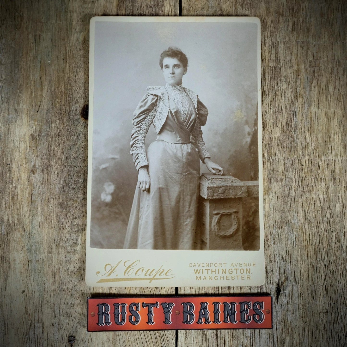 Cabinet Card Victorian Photo, Portrait of Lady in Dress, Coupe of Withington