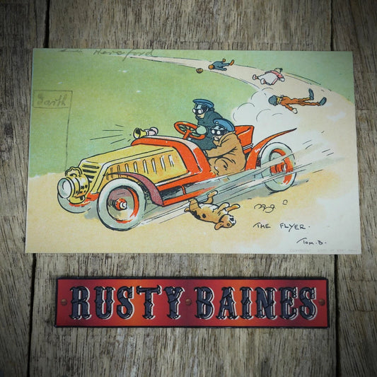 Postcard, Comic, Tom Browne, Vintage Motor Car Flyer