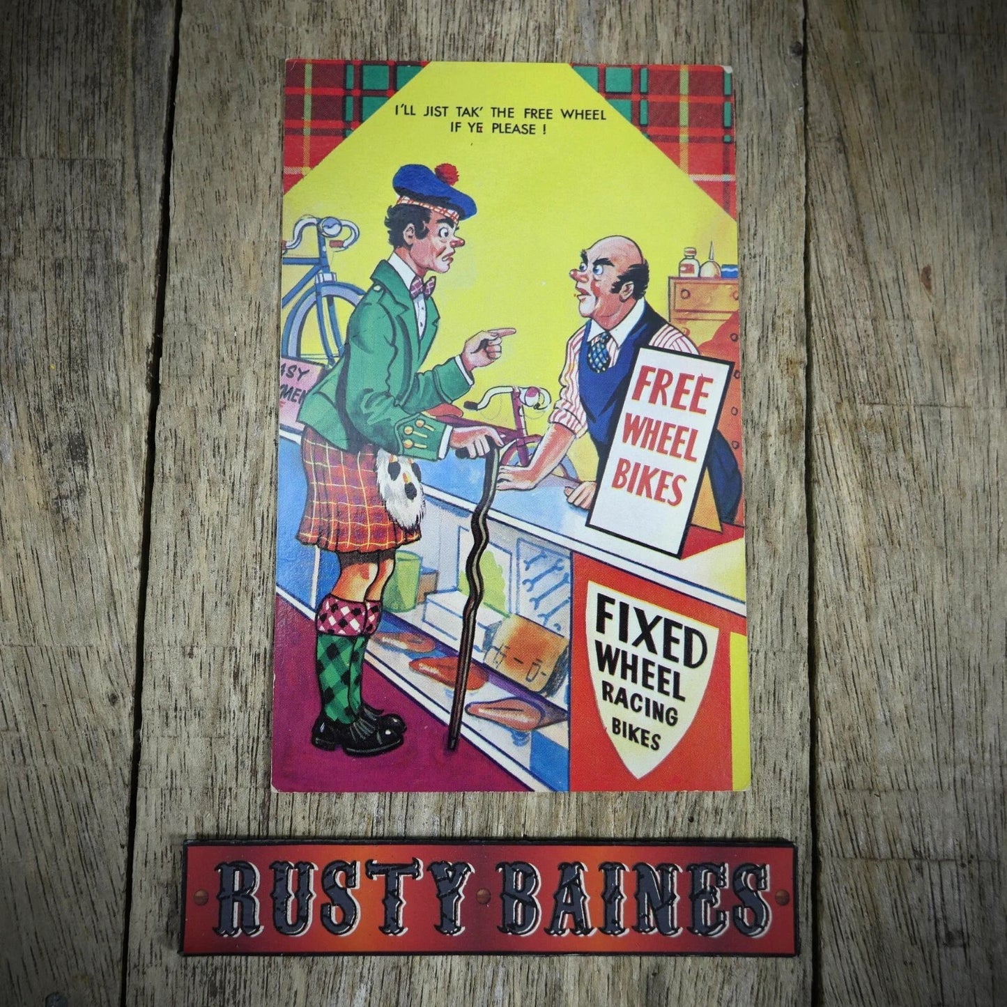 Postcard, Comic, Tight-Fisted Scotsman, Bike Bicycle Shop Repairs