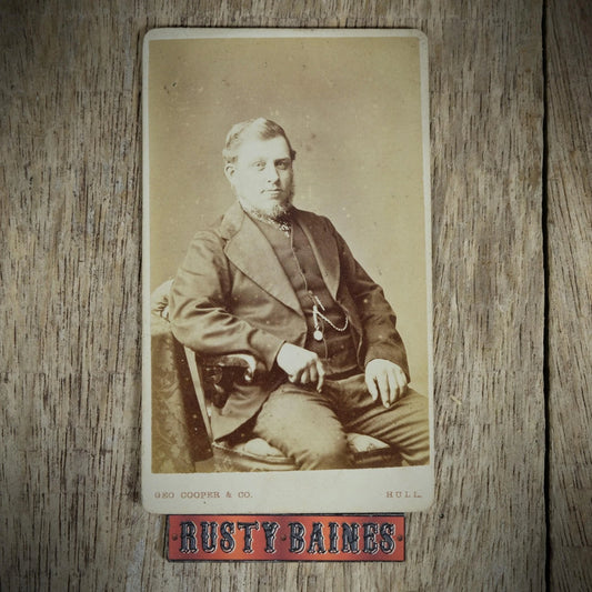 Carte de Visite (CDV) Portrait of Chin-Stap Beard Man Seated, George Cooper, Hull