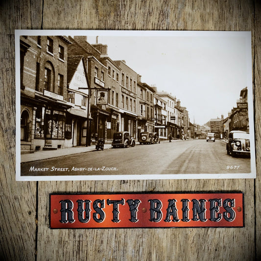 Postcard, Ashby-De-La Zouch Market Street, Cars, Shops, Real Photo