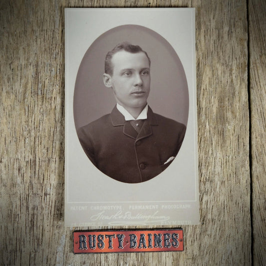 Carte de Visite (CDV) Portrait of Young Man, Chromotype, Heath & Bullingham, Plymouth