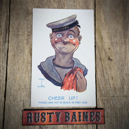Postcard, Comic, Dudley Buxton, Navy HMS Vixen Sailor, Dirty Face