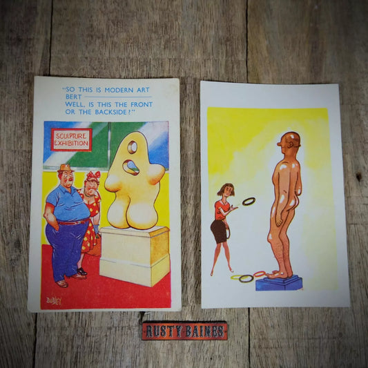 Vintage Postcard, Comic, Museum Modern Art Erotic Sculpture