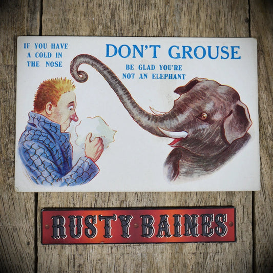 Postcard, Comic, Elephant, Man Flu, Cold, Don't Grouse