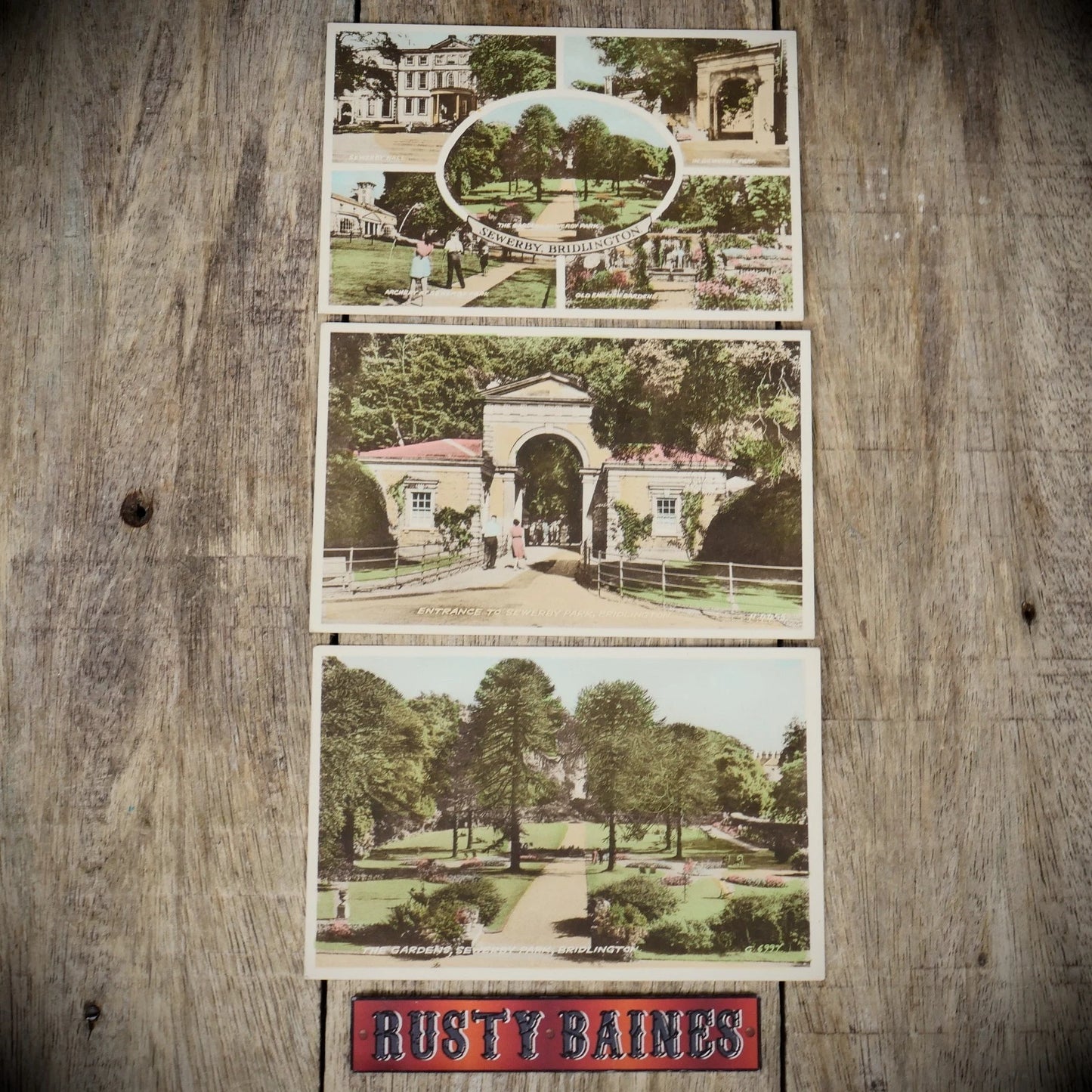 Small Bundle of 3 Bridlington Postcards, Valentine Sepia type, Sewerby