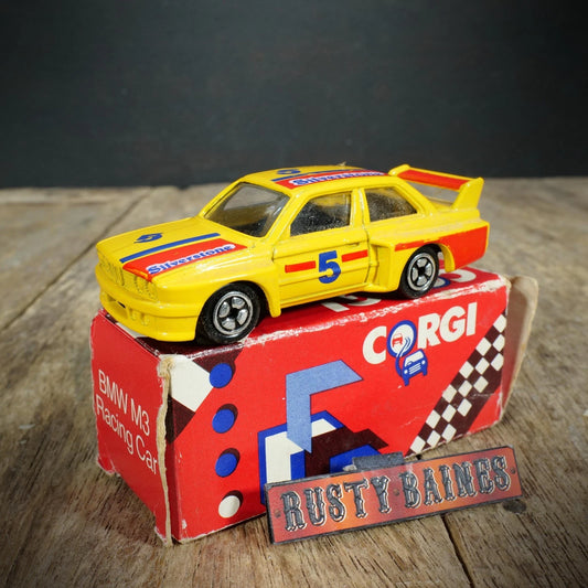 Vintage Corgi BMW M3 Touring Car, Yellow, Boxed, Made in Britain