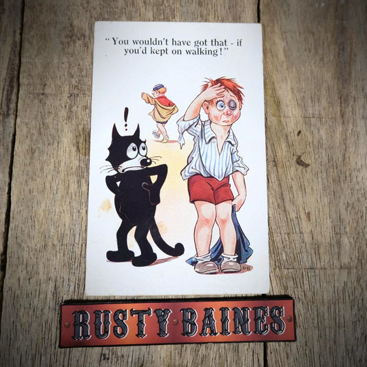 Postcard, Comic, Felix the Film Cat, Black-Eye Boy Fight