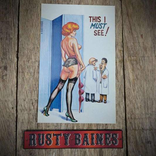 Postcard, Comic, 1960s Lingerie Stockings Ginger Lady, Doctor