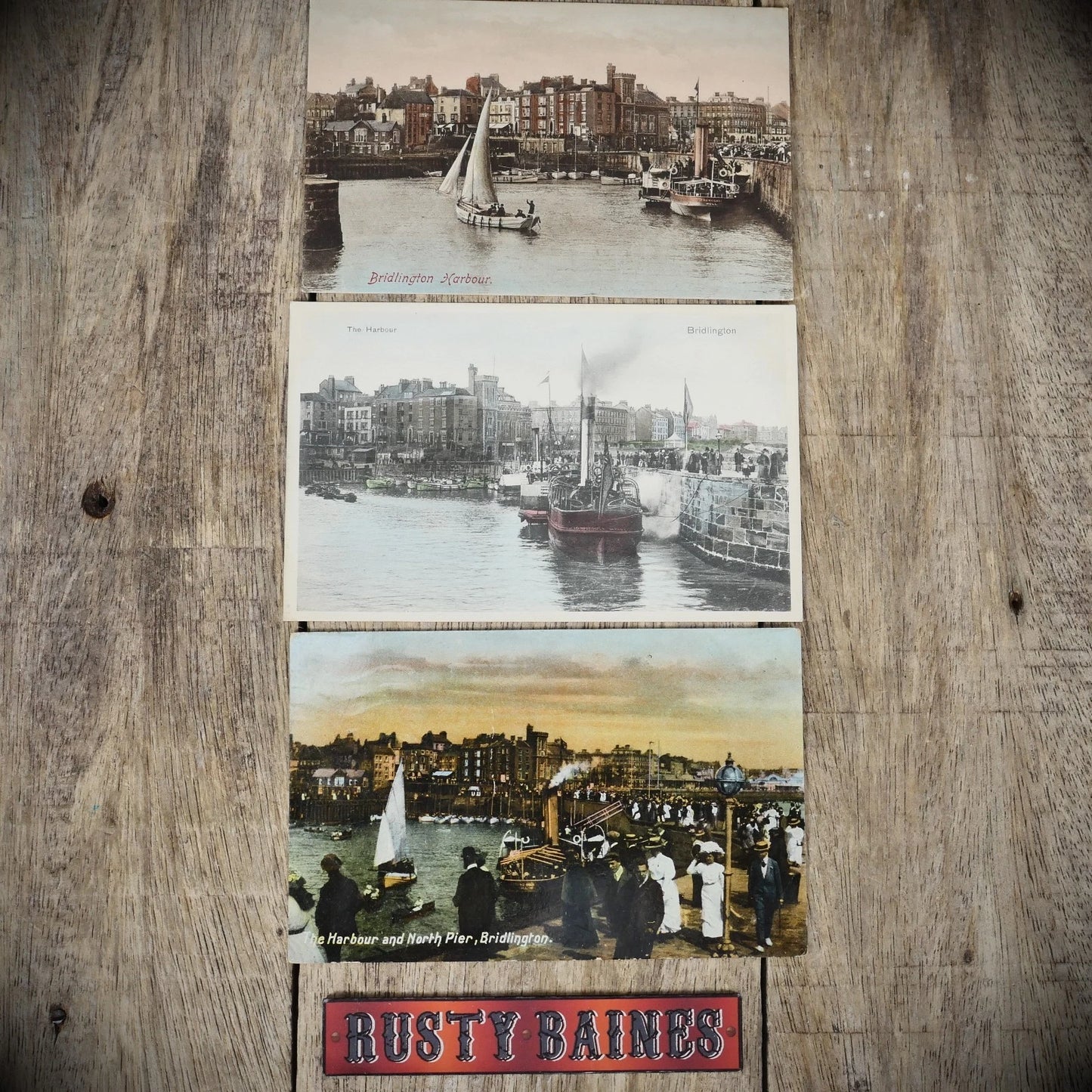 Small Bundle of 3 Bridlington Harbour Postcards, Pre WW2