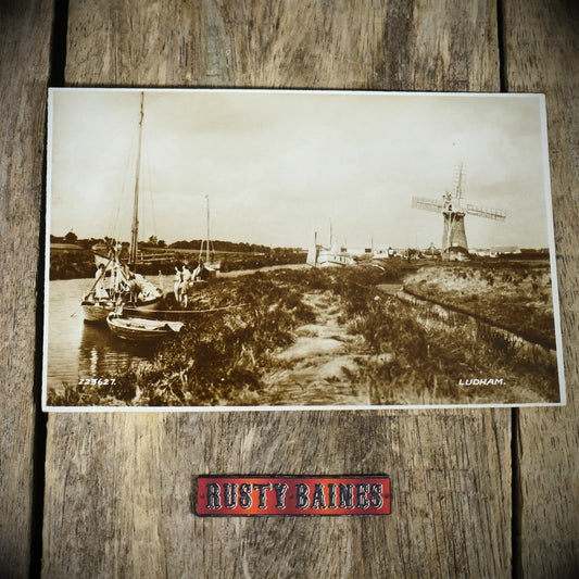 Postcard, Ludham, Windmill, Boat, Barges, Real Photo