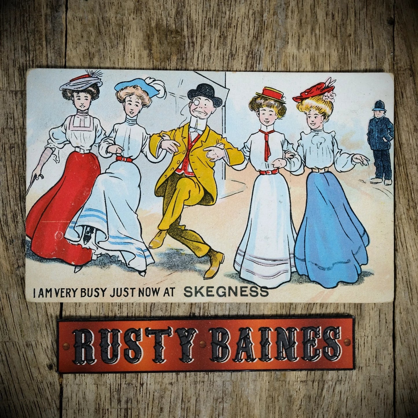 Postcard, Comic, Man Enjoying Multiple Women in Skegness, Printed