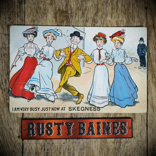 Postcard, Comic, Man Enjoying Multiple Women in Skegness, Printed