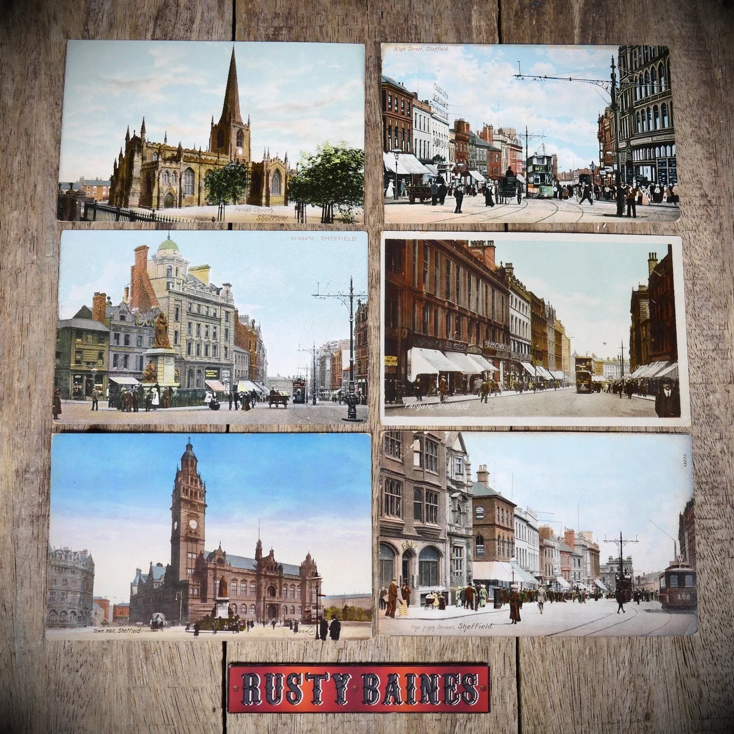 Postcard Bundle, Sheffield High Street Town Center / Fargate, Early 1900