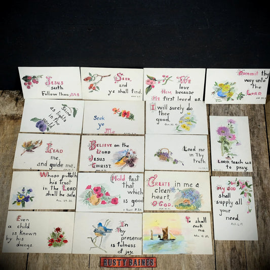 Unusual Bundle of Hand-Painted/Drawn One-Off Religious Postcards x18