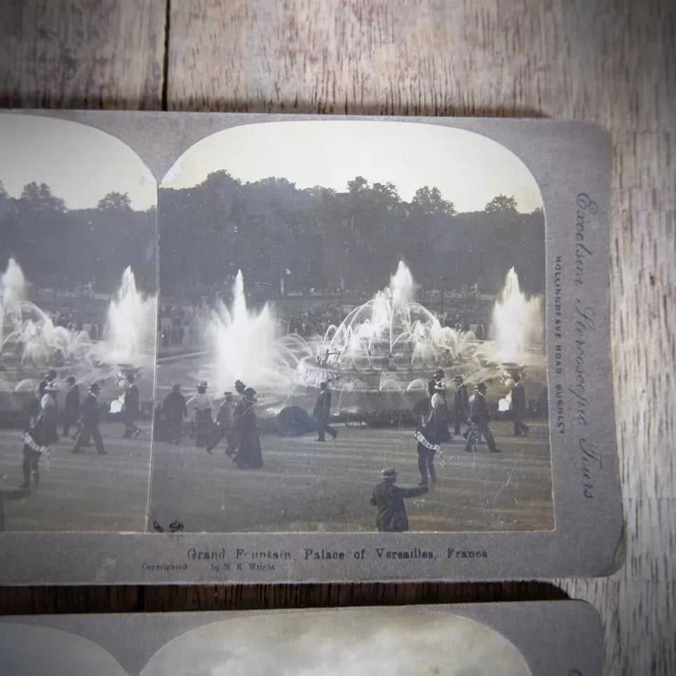 Stereoview Card, France Paris Place de la Concorde/Palace of Versailles Fountain