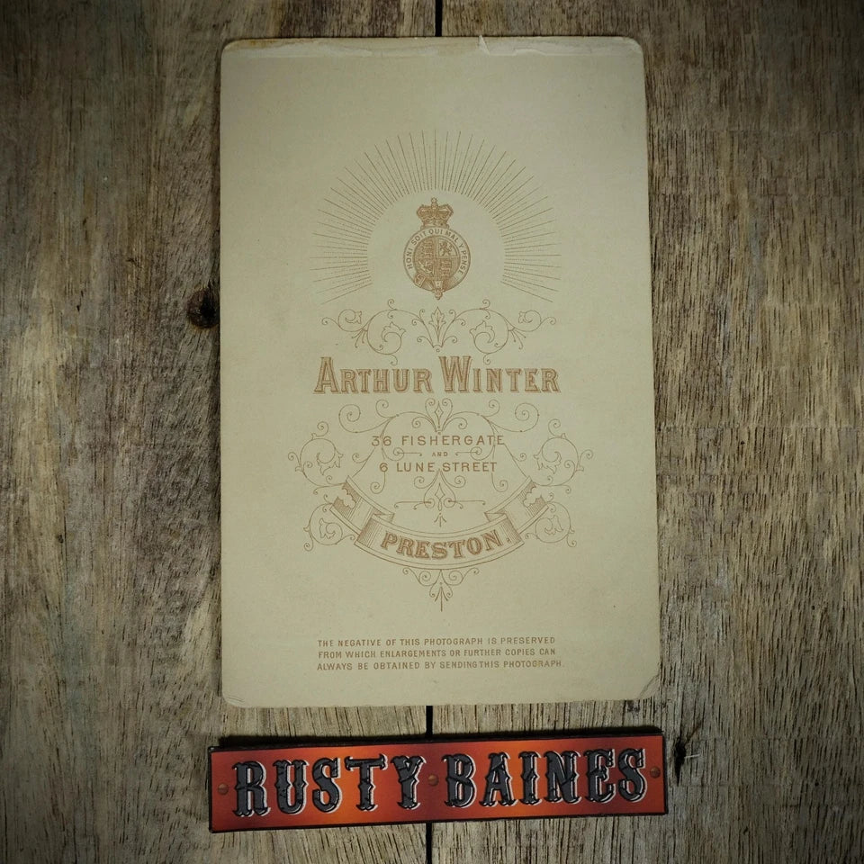 Cabinet Card Victorian Photo, Portrait of Man, Mutton Chops, A Winter Preston