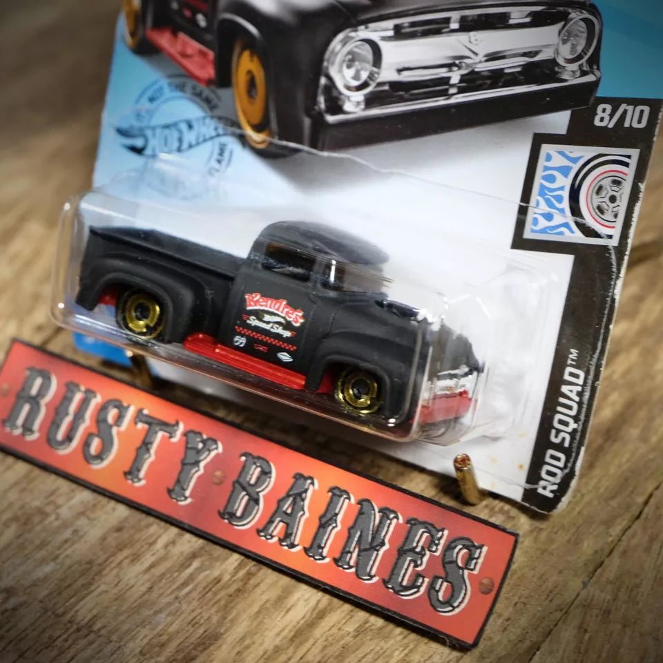 Hot Wheels, Custom '56 Ford Pick Up Truck, Matt Black, Long Card