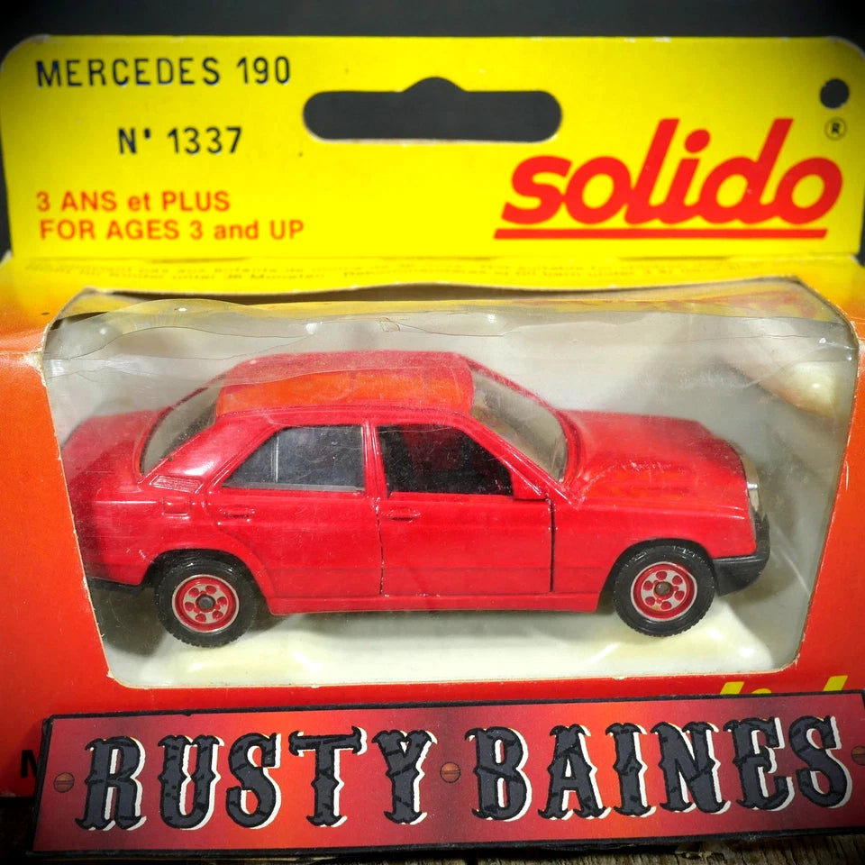 Solido Mercedes 190 E, Vintage Toy Car, Boxed, Red, 1/43 Scale