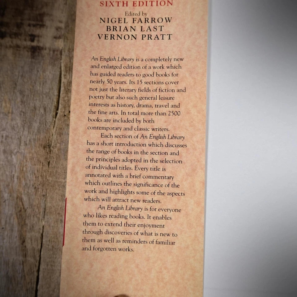 An English Library, Sixth Edition, Literary Book Interest, 1990 Hardcover