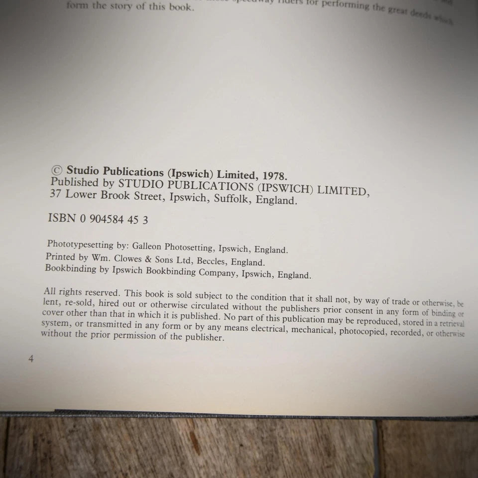 The Illustrated History of Speedway, Martin Rogers, 1978 Hardcover