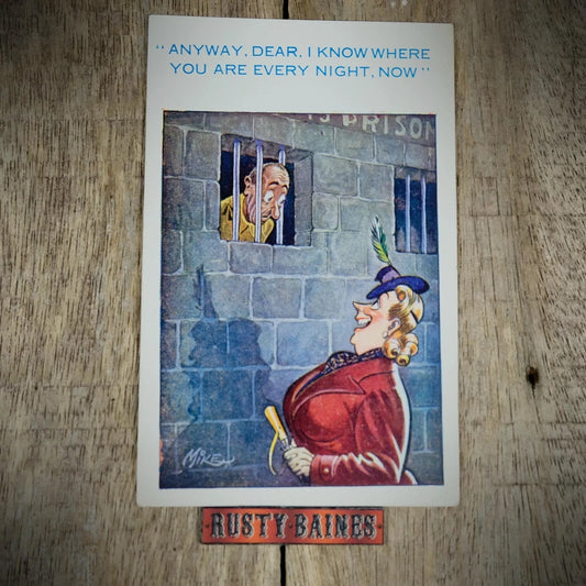 Postcard, Comic/Humour, Man in Prison, Happy Wife