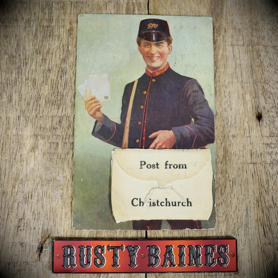 Postcard, Comic, Novelty Pull-Out, Christchurch Postman, Printed