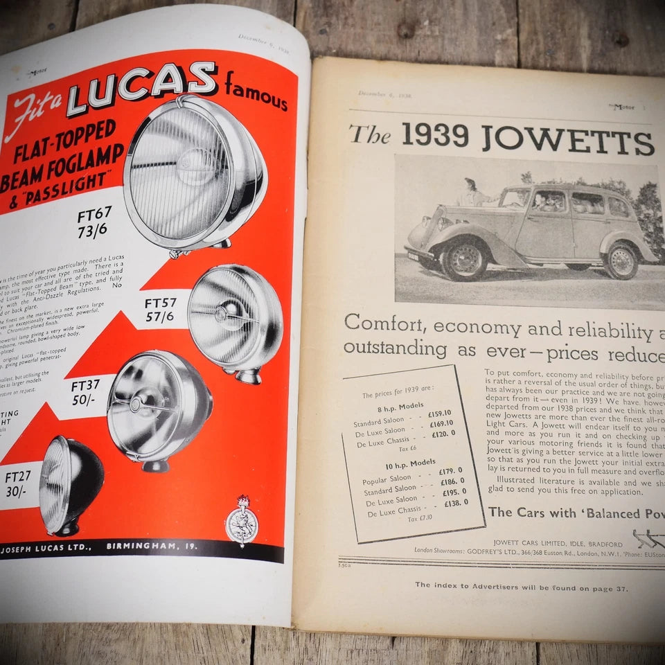Vintage Motor Magazine December 6th 1938, Pre-WW2, Morris Ten